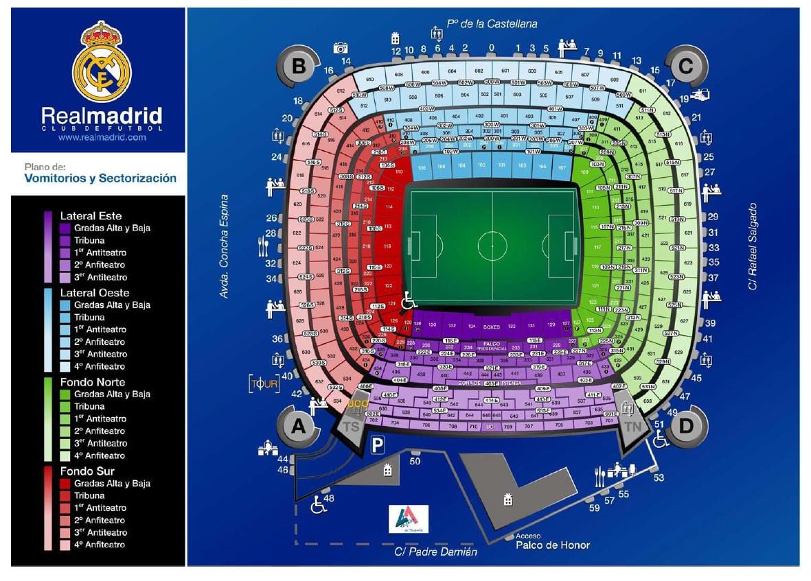 सैंटियागो bernabeu स्टेडियम का नक्शा