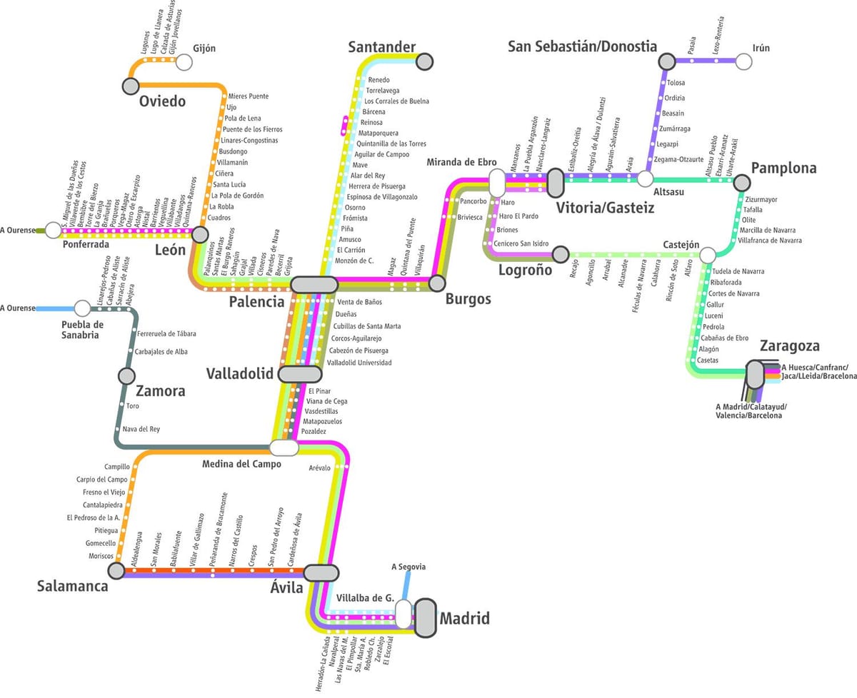 नक्शे के renfe ट्रेन का नक्शा मैड्रिड