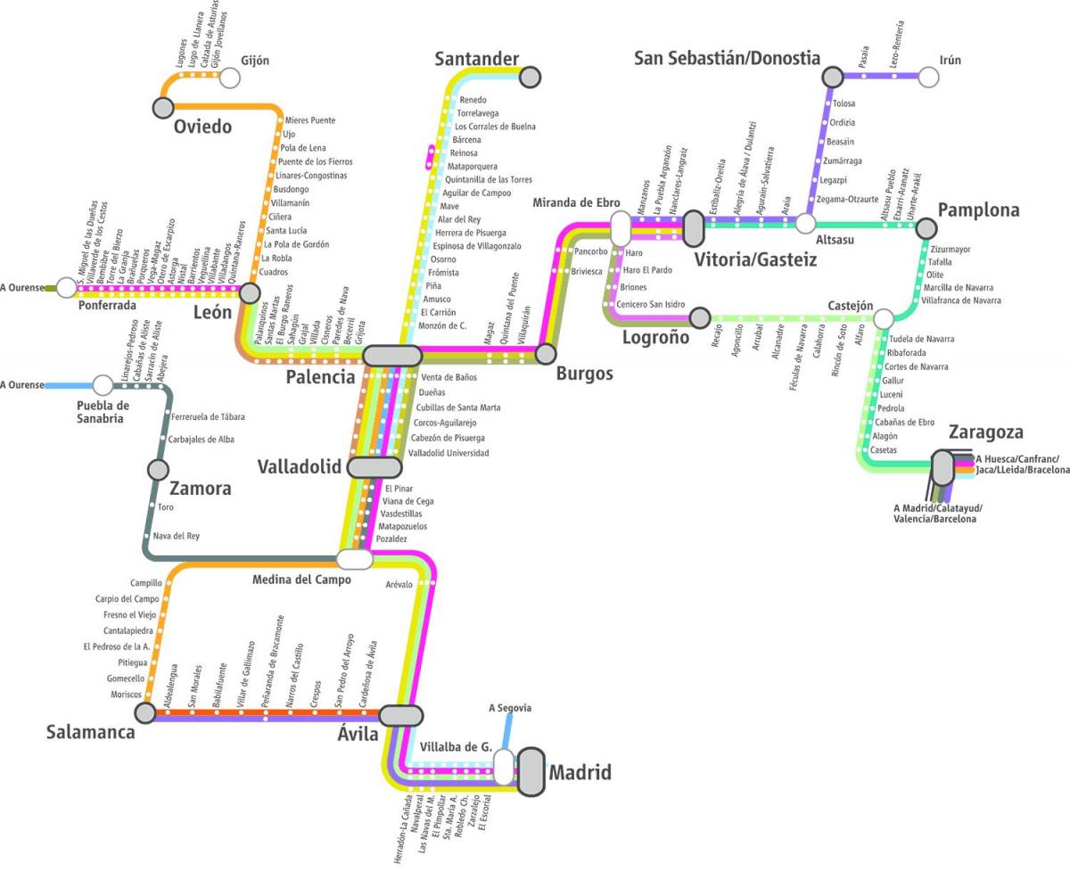 नक्शे के renfe ट्रेन का नक्शा मैड्रिड
