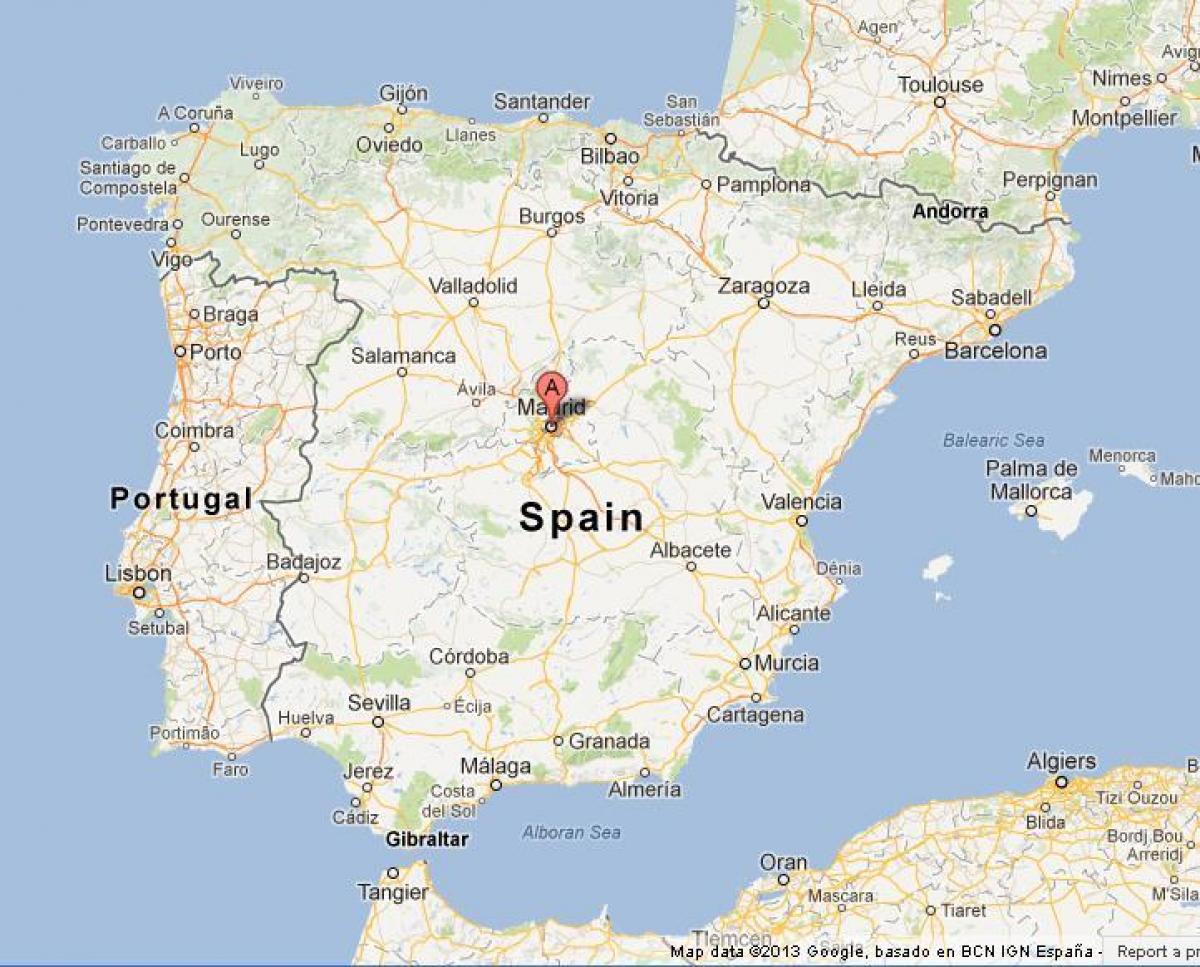 स्पेन के मानचित्र दिखा मैड्रिड