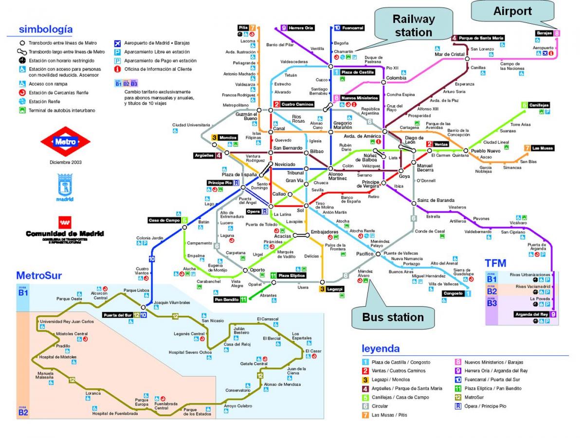 मैड्रिड के रेलवे स्टेशन का नक्शा