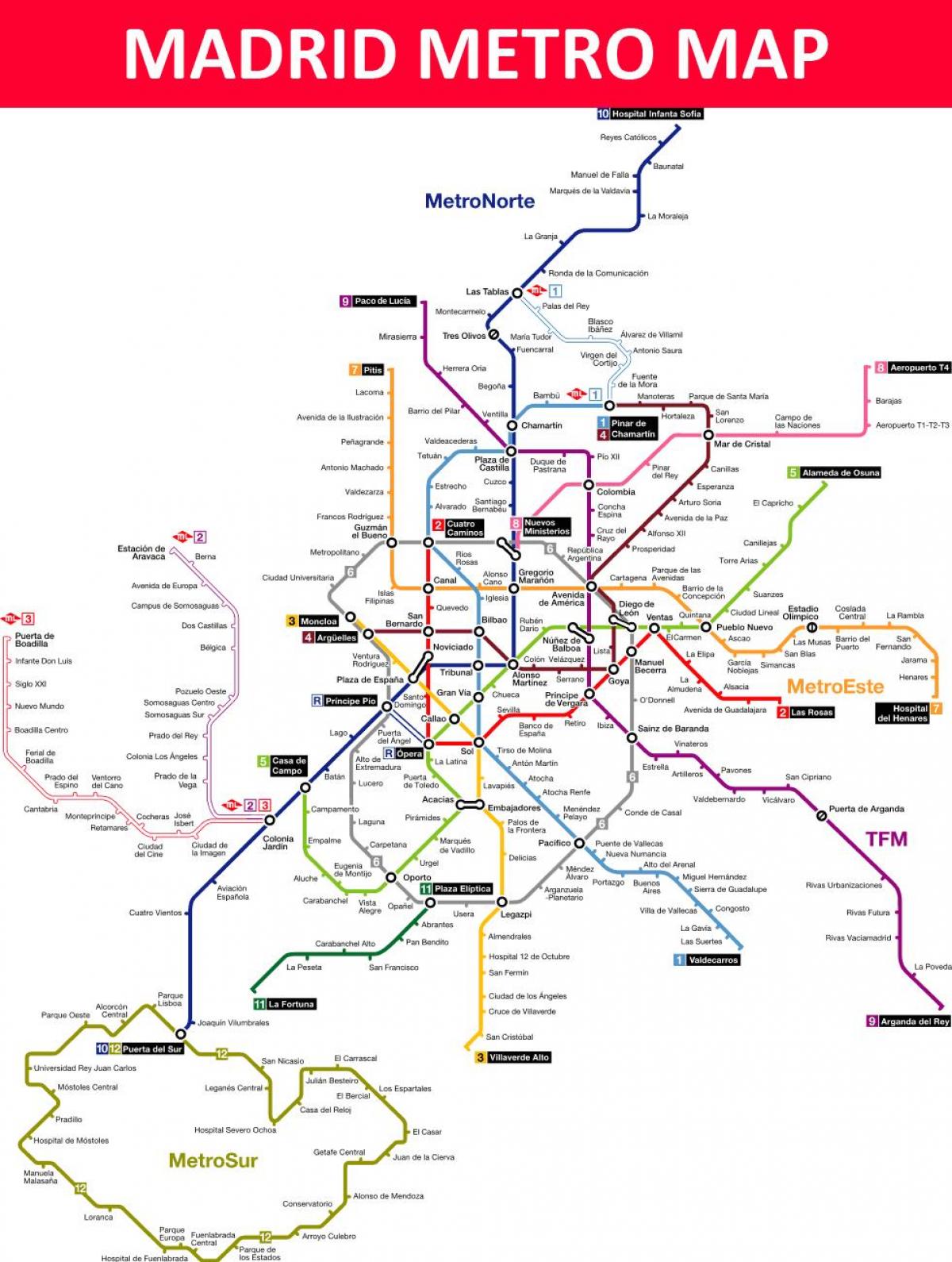 मेट्रो डे मैड्रिड नक्शा