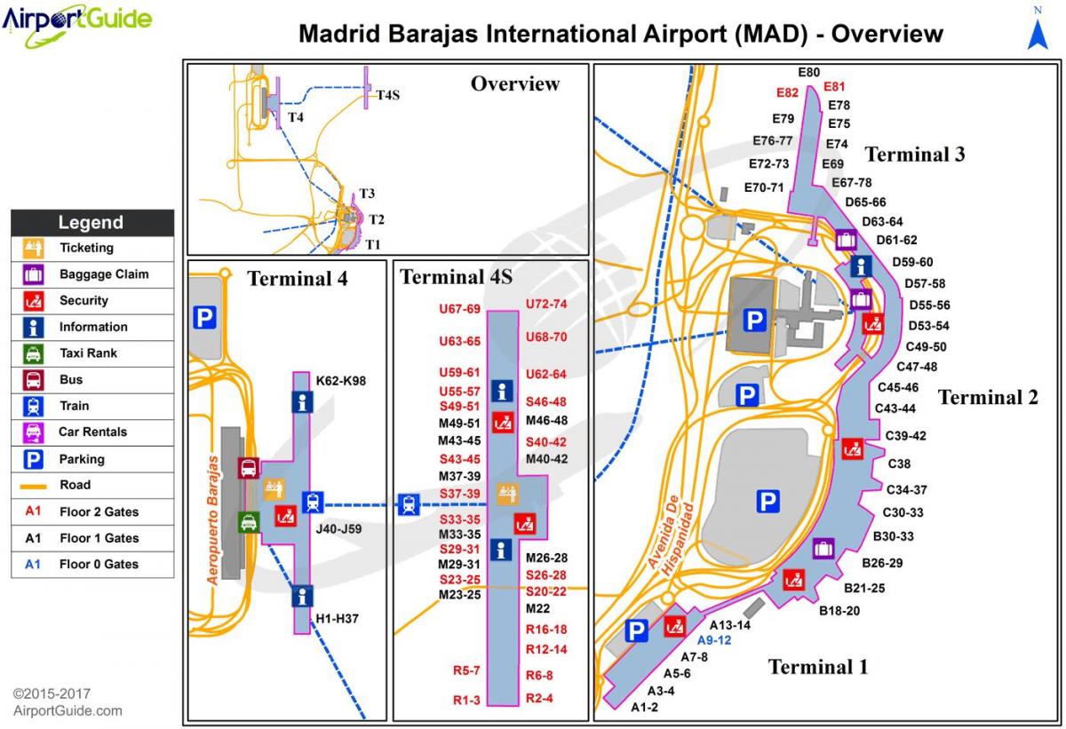 barajas हवाई अड्डे का नक्शा