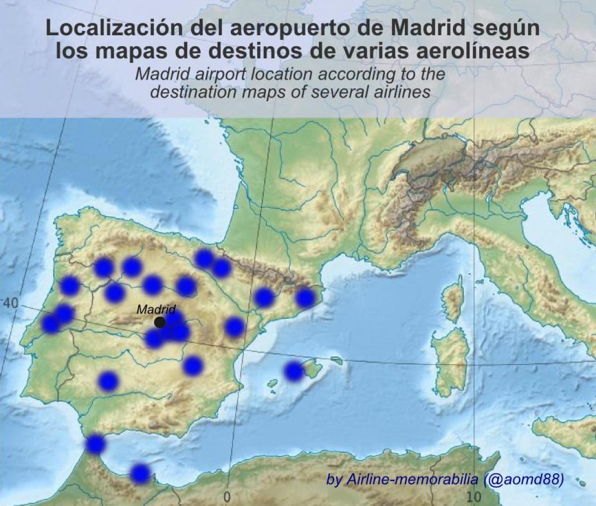 नक्शे के मैड्रिड हवाई अड्डे स्थलों