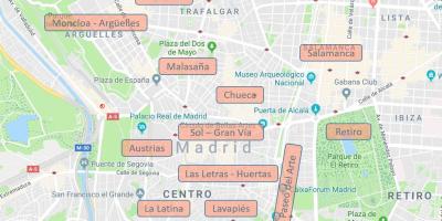 नक्शे के मैड्रिड स्पेन पड़ोस